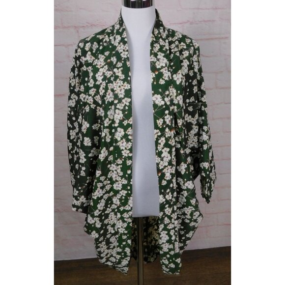 SALE Rafe Accessories Green Floral Kimono Cardigan Drape One Size - Picture 1 of 11